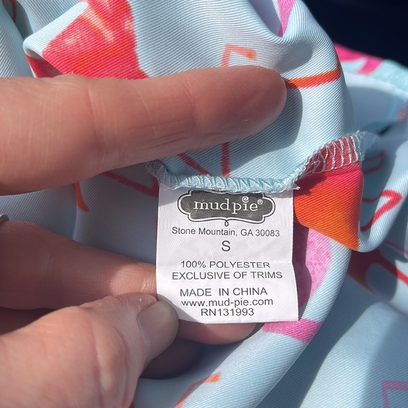 Mud pie Flamingo Top Blouse Sleeveless Ruffle - Picture 5 of 6